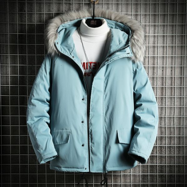 

2020 winter new korean fashion loose down tooling hooded men's coat cotton padded jacket, Black