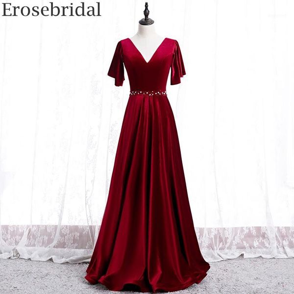 

party dresses erosebridal elegant evening dress 2021 a line formal beaded belt gown lace up back v neck1, White;black