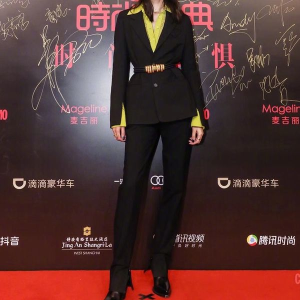 

2021 spring new temperament shirt sleeves black long fine jacket three women's garments suit 50ov, White;black