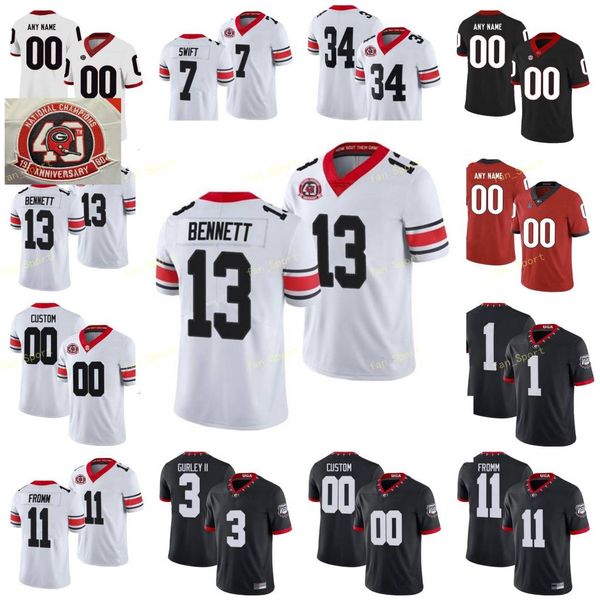 

custom 2021 georgia bulldogs college football jersey 34 herschel walker 35 brian herrien 4 james cook iii nolan smith jr. men women stitched, Black