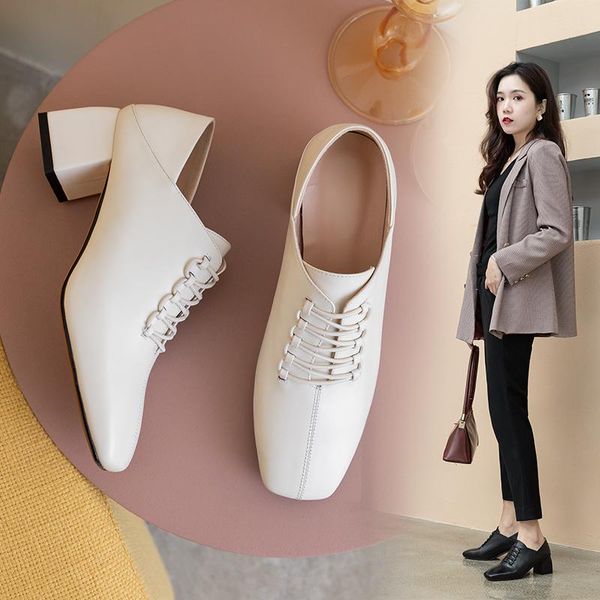 

ins горячих женщин насосы кожанные 22-25cm женская обувь интернет знаменитости коровья кожа коренастый квадратная голова женская обувь, Black