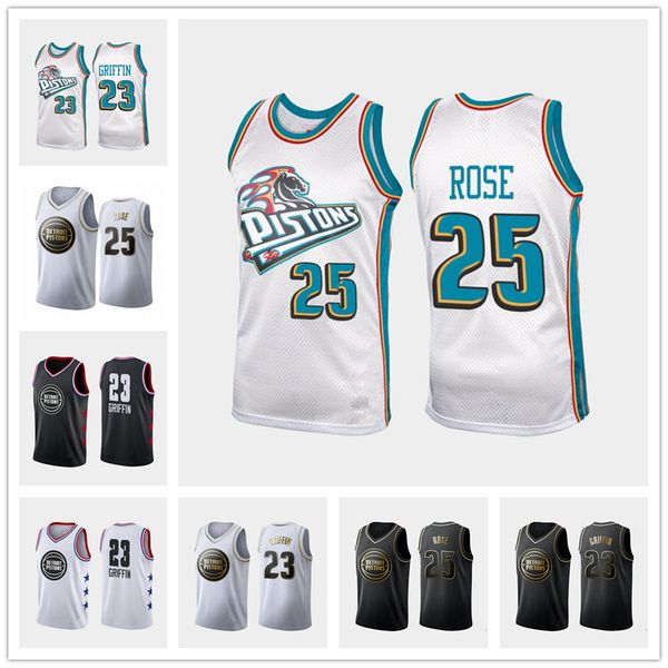 

детройт поршни men блейк гриффин derrick rose all-star лиственные классика издание баскетбол джерси, Black