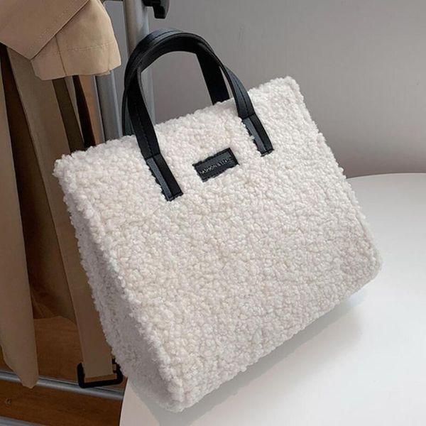 

elegant female large tote bag 2020 winter new high-quality soft plush women's designer handbag travel shoulder messenger bag