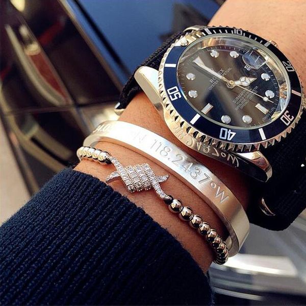 

fysara горячие продажи золота полный циркон способа шарма браслет pave установка cz бисера плетение мужчины макраме браслет провода шарм jll, Golden;silver