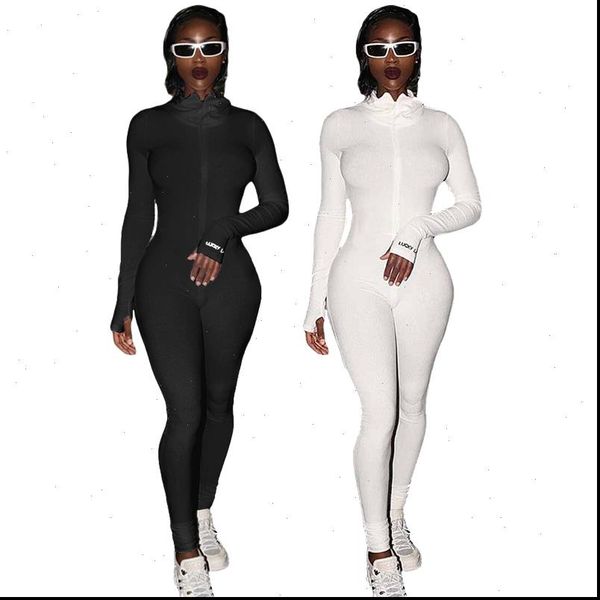 

zipper turtleneck fitness jumpsuit women full sleeve slim rompers ladies winter skinny playsuit mujer body suit plus size, Black;white