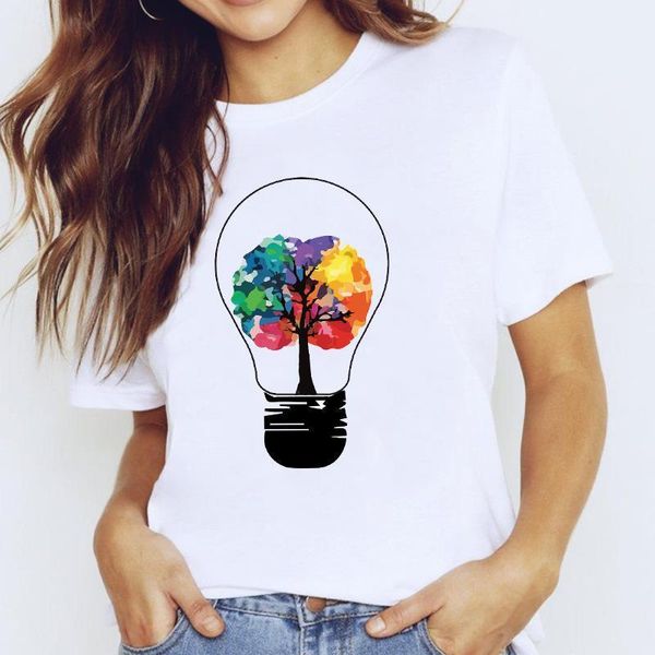 

t-shirts for women 90s cartoon watercolor tree lamp 90s clothing print lady graphic t shirt ladies female tee t-shirt, White