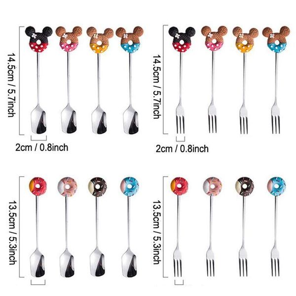 

cartoon dessert cake forks stainless steel doughnut spoon coffee stir tea ice cream spoons kitchen flatware doughnut forks spoon tqq ml6el