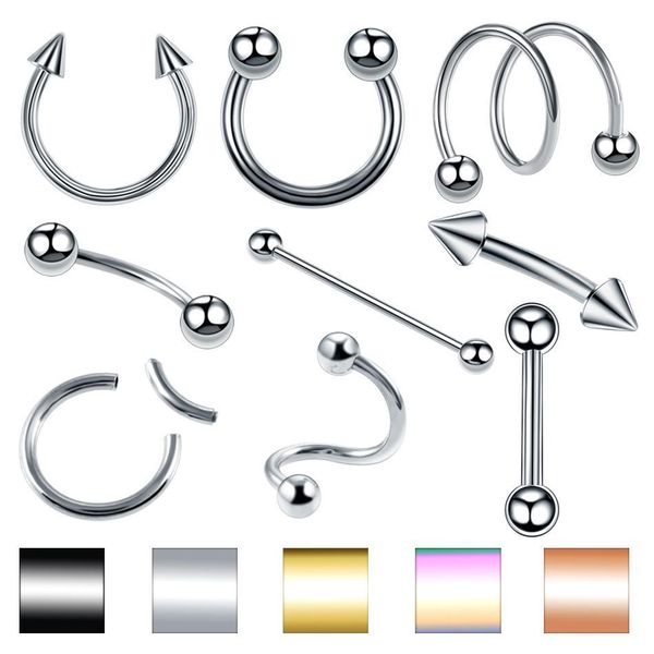 

2pcs steel segment rings piercing ear tragus cartliage piercings orelha helix lip labret tongue piercing nose ear septum jewelry q bbylzx, Silver