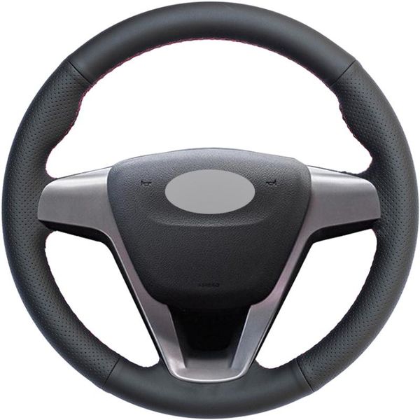 

black pu faux leather hand-stitched car steering wheel cover for lada vesta 2020-2020 xray 2020-2020