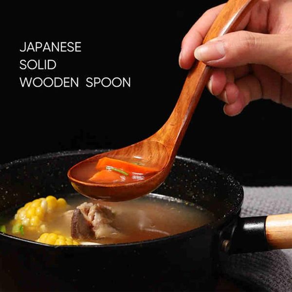 

spoons wooden spoon bamboo kitchen cooking utensils tool soup teaspoon dining natural log baking tableware multi-size