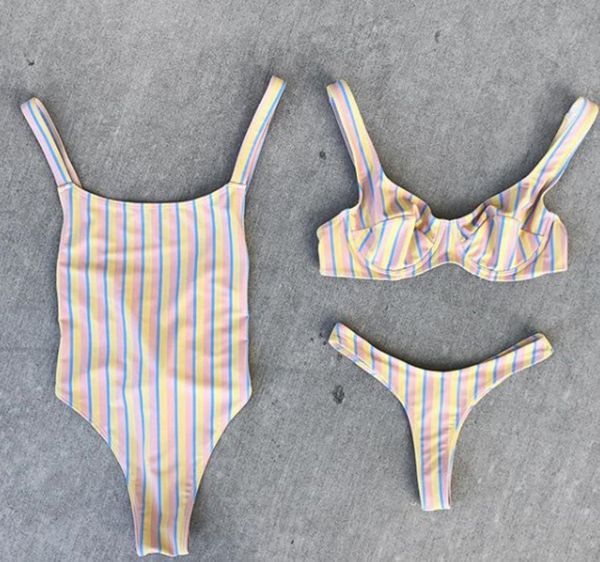

striped printed women's steel swimsuit beach bikini