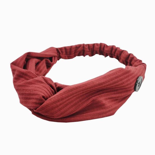 

women button hair band mask holder elastic headband female cross knot hair ribbon head wrap bandana pure color hair accessories q bbyohr