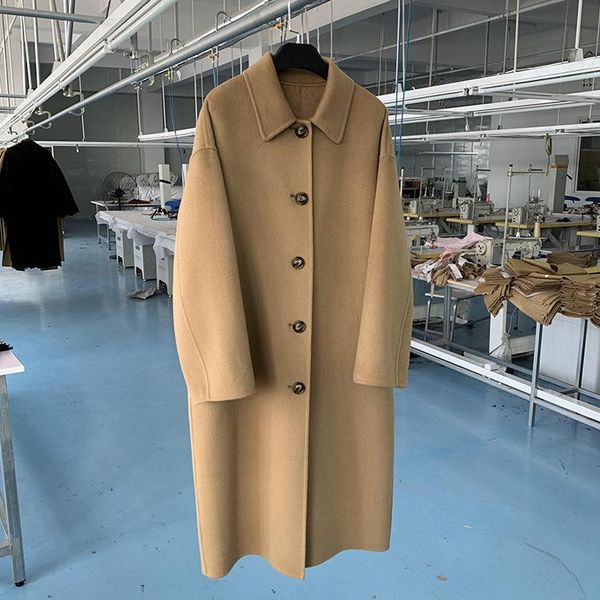 

20 new winter atmospheric contracted korea manual double-sided wool coat long cloth coat dress, Black