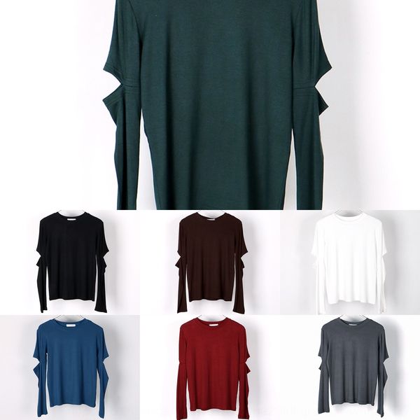 

kc coat t-shirt nd enjuna1503 cotton t-shirt 2020 summer new sleeve hole design fashion rainbow bey0b, White