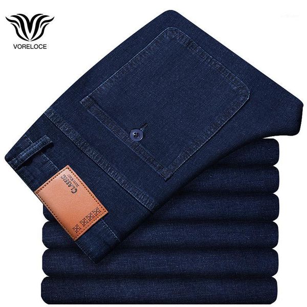 

big size 42 44 46 48 dark blue men's straight loose cotton jeans 2021 spring brand clothing business casual youth fashion jeans1
