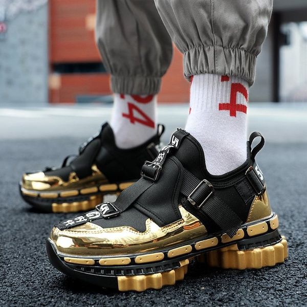 

hip hop streetwear chunky sneakers men leather casual shoes men thick bottom fashion eva basket tenis masculino adulto sneakers 201008, Black