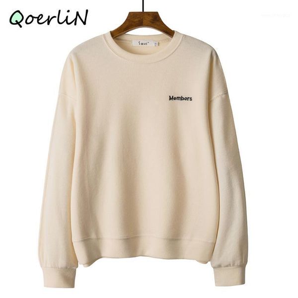 

women's hoodies & sweatshirts harajuku autumn pullovers women letter embroidered loose korean pulls streetwear long sleeve plus size1, Black