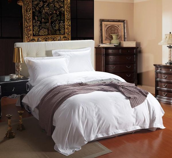 

60s 100% long staple cotton luxury l bedding sets with feather weaved white l bed linen king size sheets set