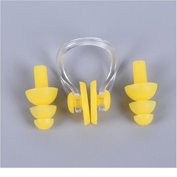 

1set anti-noise earplugs nose clip case protective waterproof protection ear plug sile swim dive supplies security sqcowj