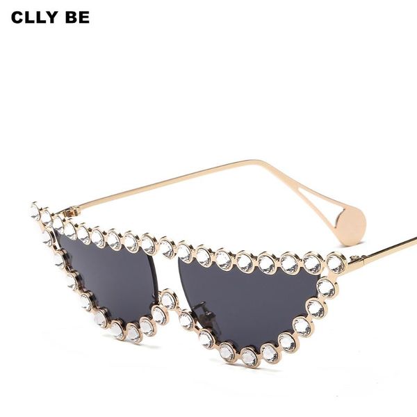 

sunglasses luxury rhinestone cat eye women shiny diamond eyeglass cute small glasses for ladies vintage shades female uv400, White;black