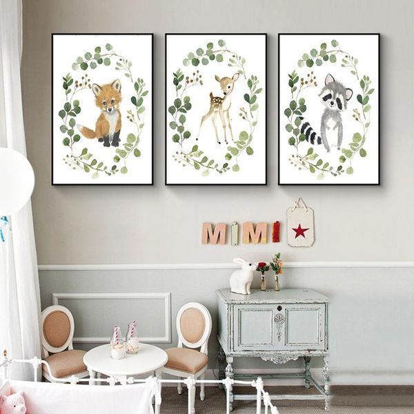 

baby squirrel canvas painting woodland nursery wall art watercolor animal pictures for living room baby shower design decor
