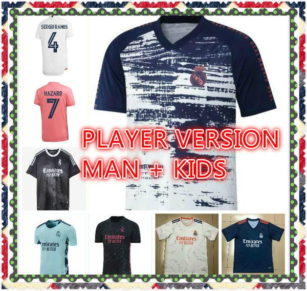 

men kids real madrid soccer jersey fourth 20 21 22 hazard asensio sergio ramos camiseta 2020 2021 2022 vini jr mendy player football shirts, Black;yellow