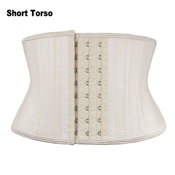 

short torso 7 inches height waist trainer latex 25 steel bones tummy control body shaper for small body women 201223