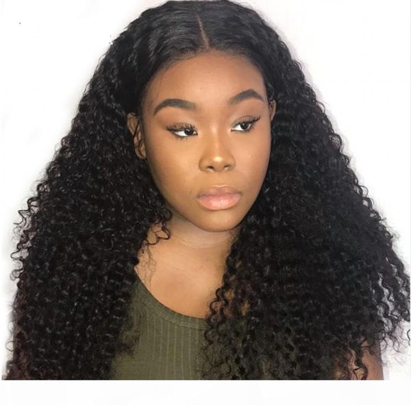 

lace front human hair wigs for women natural hairline kinky curly brazilian hair wig with baby hair, Black;brown