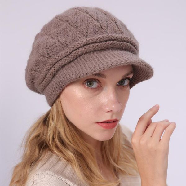 

winter casual вязаная женский берет меховые solid color baseball cap шляпы для женщин козырек шапки женские skullies шапочки, Blue;gray