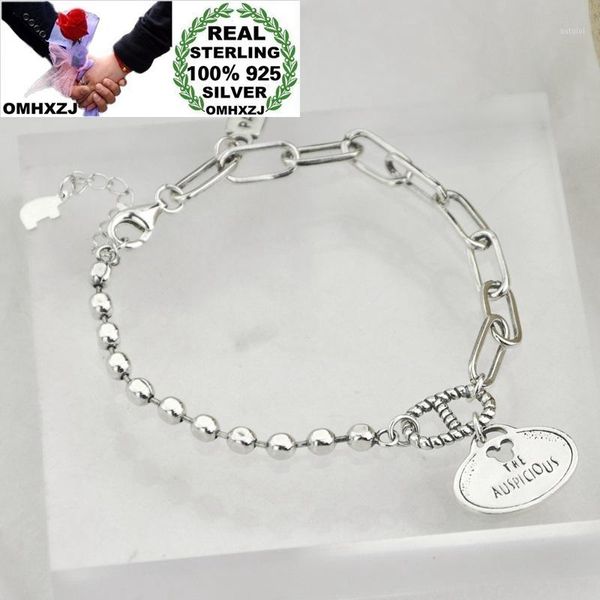 

omhxzj wholesale hb85 european fashion woman birthday party gift vintage geometric link chain 100% 925 sterling silver bracelet1, Golden;silver