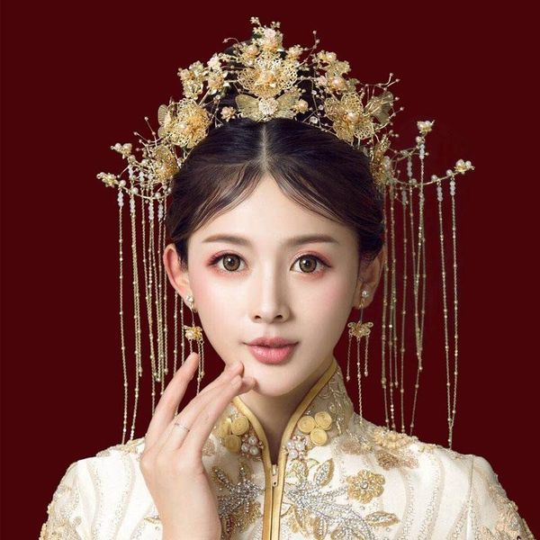

xiuhe bride shows face small han suit headwear heavy work phoenix crown luxury and domineering wedding headdress new, Silver