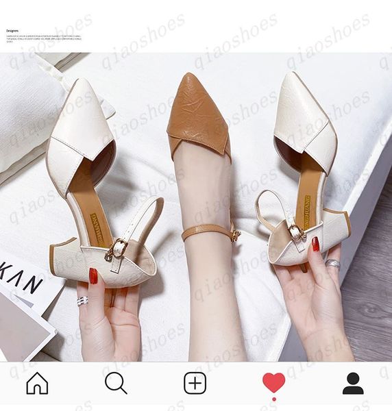 

2021 34-40 woman shoes genuine leather inside low heels women pumps stiletto women's work shoe pointed toe wedding shoes, Black
