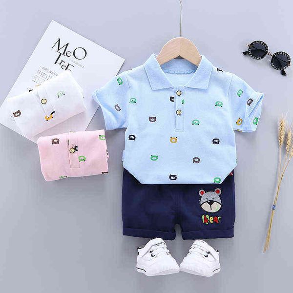 Ragazzo del bambino Imposta estate manica corta Top Pant 2 pezzi Abbigliamento per bambini Orso T-shirt Ragazzo Abiti sportivi Abbigliamento per bambini 1-4 anni G220310