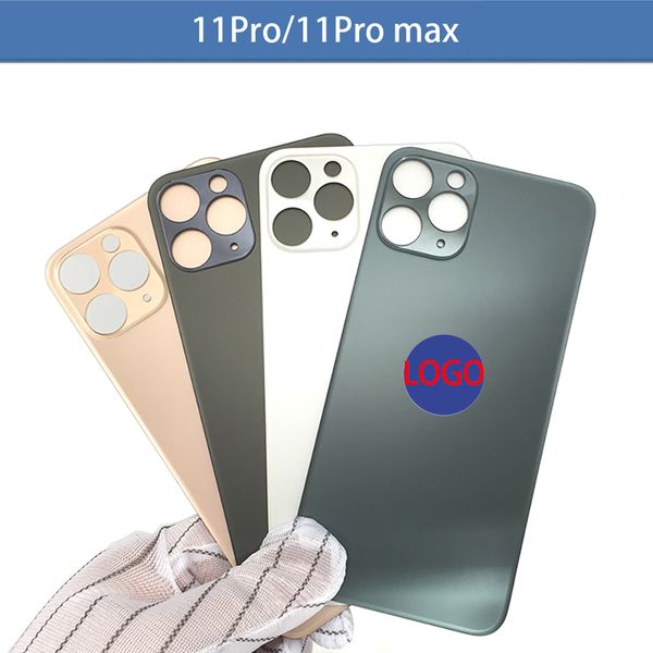 Custodia in vetro posteriore con foro grande per iPhone 8 X XR XSMax 11Pro Max sostituzione delle parti della porta posteriore del coperchio della batteria