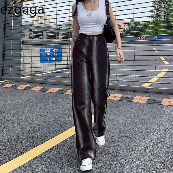 

ezgaga jeans for women casual gradient tie dye loose high waist straight trouser streetwear ladies pants autumn femme pantalon1, Blue