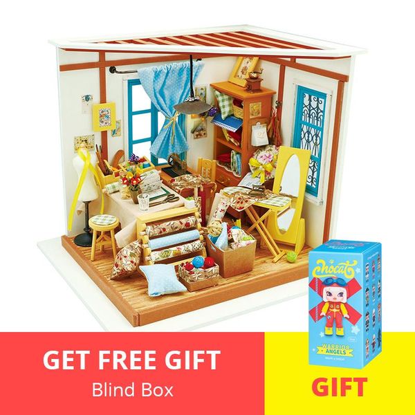 

dg101 падения миниатюрный tailor доставка furnitures diy дом деревянные игрушки lisas dollhouse robotime model doll строительные наборы с bb