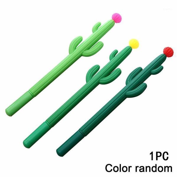 

1pcs cactus gel pens kawaii green plants neutral pen cute pens for school office student writing gift korean stationery1