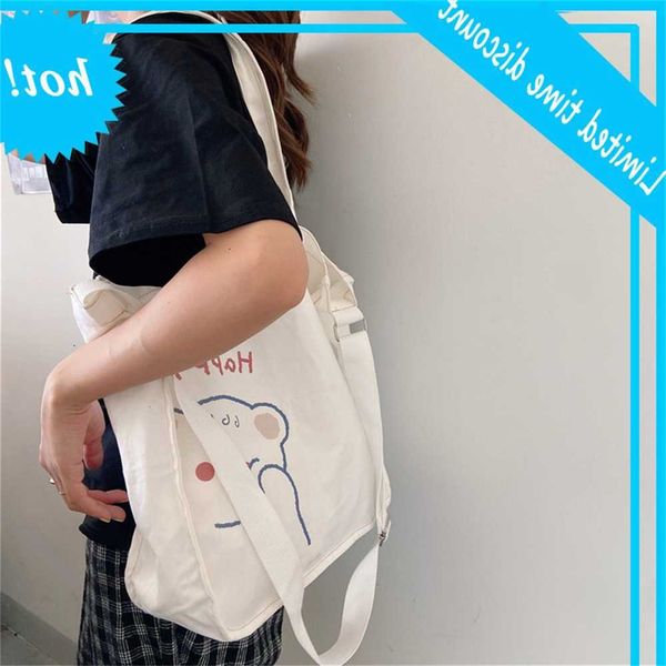 

03138 spring and summer new cute bear rabbit print canvas bag