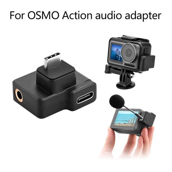 

dual usb-c to 3.5mm mic microphone audio adapter for dji osmo action camera support battery charging data transfer connector1
