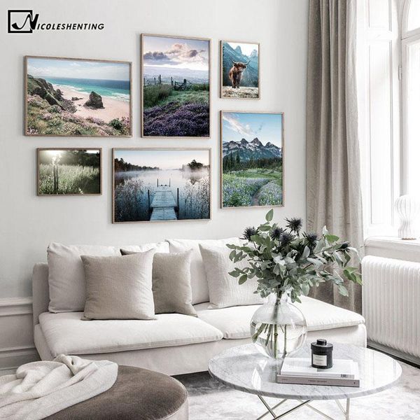 

paintings sunrise nature landscape canvas painting vacation tourism wall art poster nordic print pography creative picture home decor