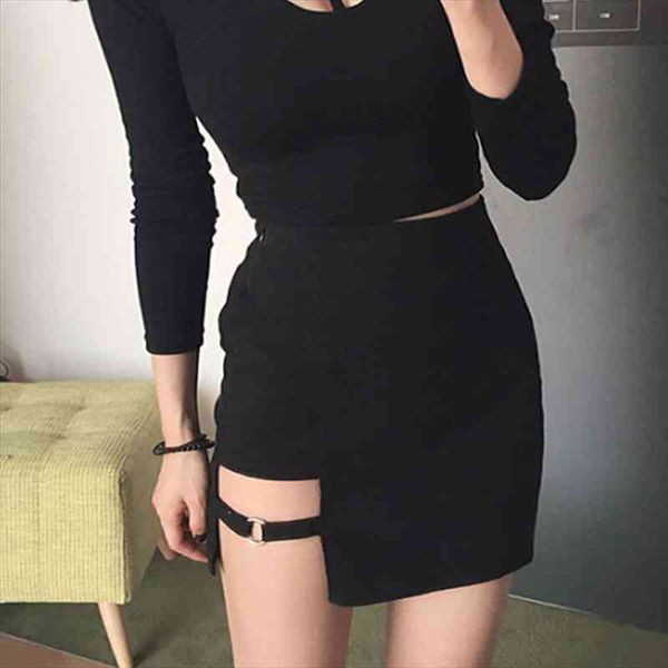 

women skirt cool harajuku punk gothic summer fashion mini skirt circle hollow out irregular sexy, Black