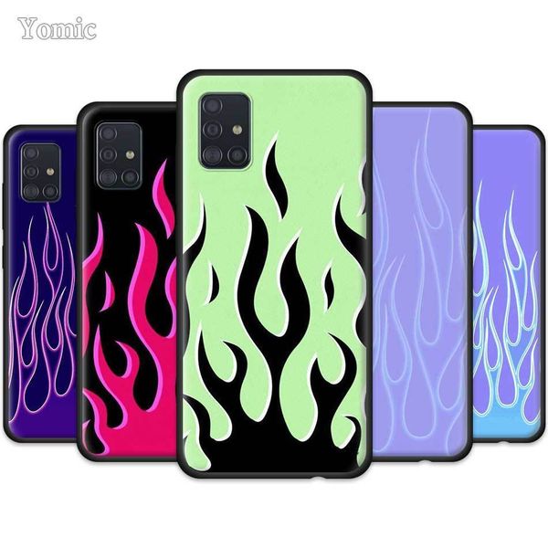

samsung galaxy a51 for a50 a71 a70 a42 a10 a20e a30 a40 a31 a21s a41 a01 soft cases cool green red flame fire tpu black covers