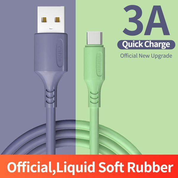 Weiches flüssiges Silikonkabel 3A Micro USB Typ C für Samsung S10 S20 Huawei Redmi Moblie Telefonladegerät TypeC Kabel USB C Kabel