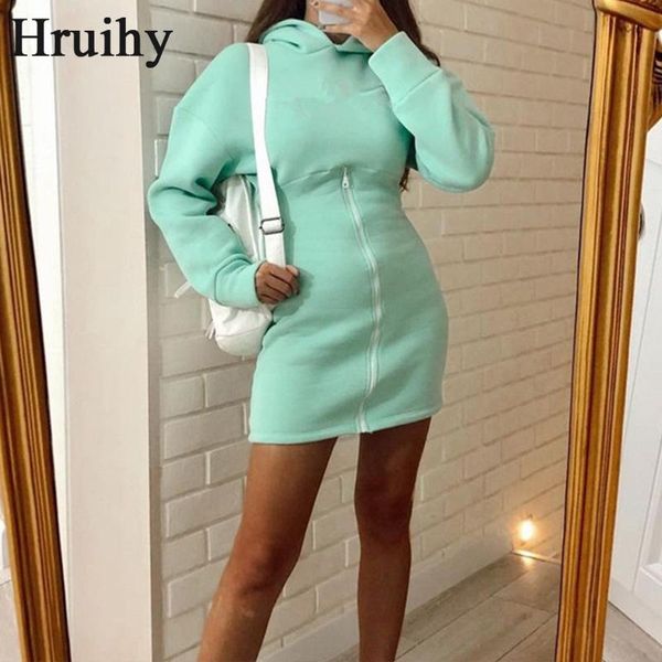 

fashion new dresses solid casual skinny autumn dress zipper long sleeve party hooded collar plus size vestido de mujer, Black;gray