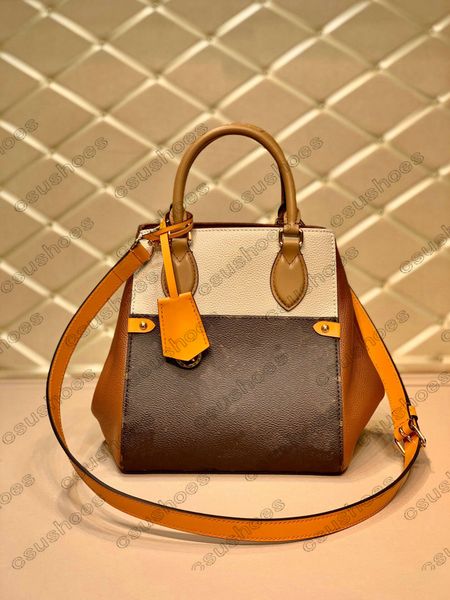 

m45388 fold tote mini handle handbag toron leather crossbody womens designer bag old flower letter shopping bag purse totes