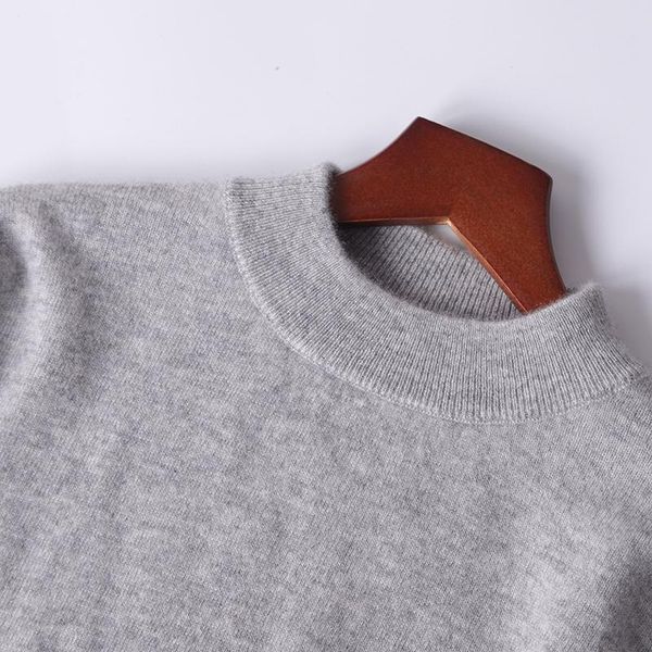 

lhzsyy 2020 new men's half high collar middle-aged pure cashmere sweater autumn winter pullover thick knit loose wild base top, White;black