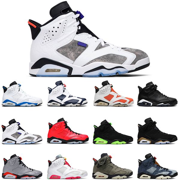 

2020 mens basketball shoes 6 hare gatorade washed unc blue 6s sail varsity red black men sports sneakers us 7-13, White;red
