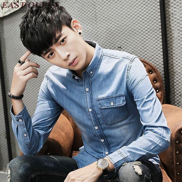 

mens denim shirt men shirts hombre camisa masculina 2021 men denim jeans shirts male casual fashion slim fit kk1607 h1, White;black