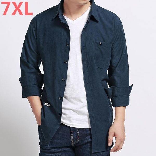 

men's casual shirts plus size 8xl 7xl 6xl 5xl brand clothes slim fit men long sleeve shirt solid cotton social delivery loose full, White;black