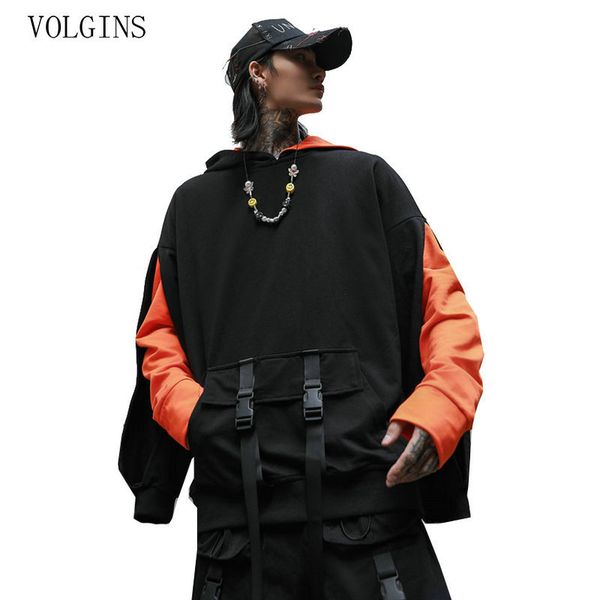 

streetwear 2020 hip hop sweatshirt men hoodie pullover long sleeve cotton ribbons hooded pocket clothes new